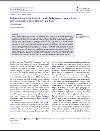 Problematizing Social Justice in Health Pedagogy and Youth Sport